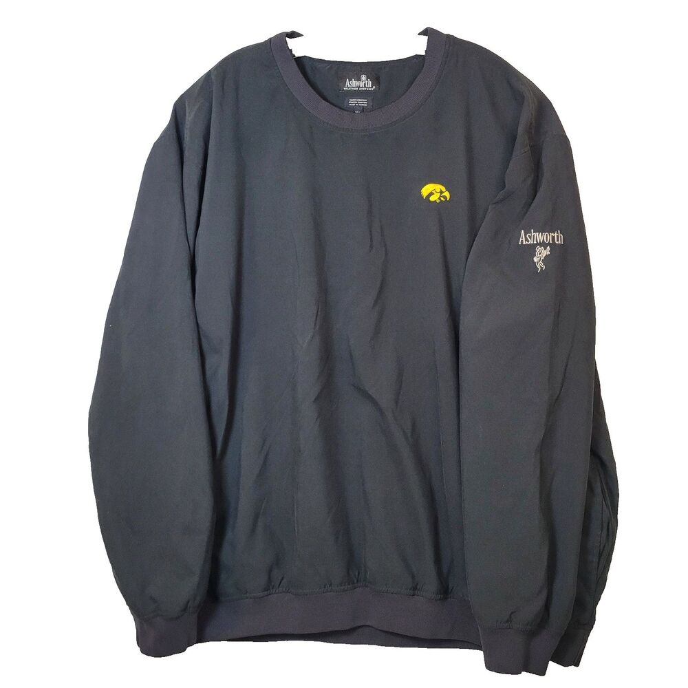 Ashworth Ohio Hawkeyes Weather Systems Mens XXL Black Long Sleeve Pullover Logo